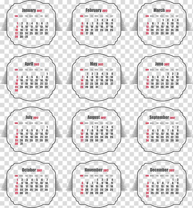 Calendar , Grey seal style New Year Calendar transparent background PNG clipart