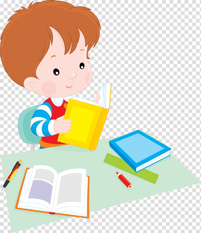 Student Reading , School children, brown haired boy holding book illustration transparent background PNG clipart