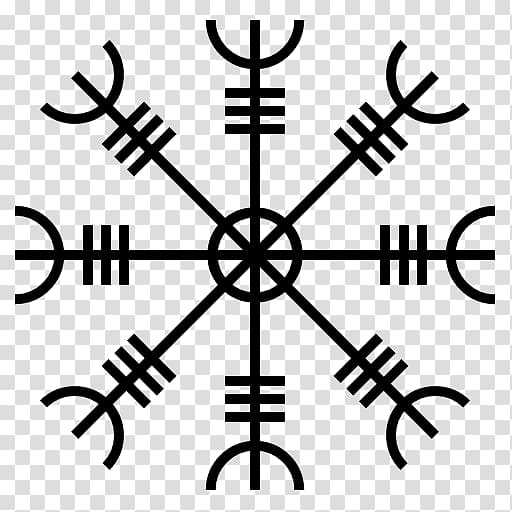 Galdrabók Icelandic magical staves Helm of Awe Vegvísir Aegishjalmur, symbol transparent background PNG clipart