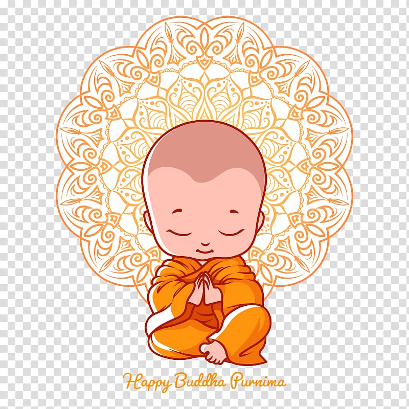 sitting monk illustration, Cartoon Bhikkhu Buddhism Monk, Buddhism children\'s cartoon character illustration transparent background PNG clipart