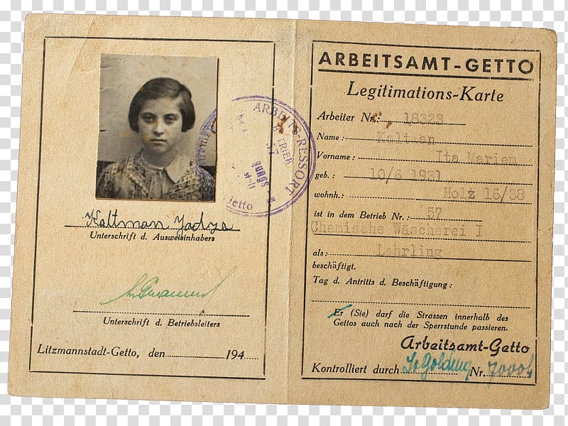 Paper The Holocaust Identity document, work permit transparent background PNG clipart