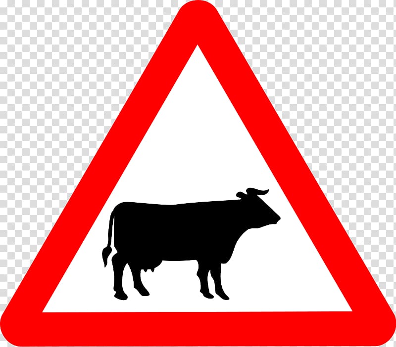 Cattle Ox Warning sign Traffic sign Road, Free Barnyard transparent background PNG clipart