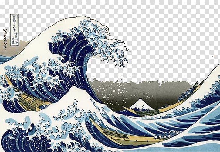 The Great Wave Off Kanagawa painting, The Great Wave off Kanagawa Thirty-six Views of Mount Fuji Painting Art , Japanese wind waves transparent background PNG clipart