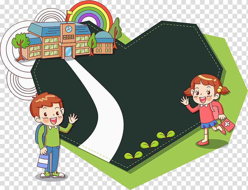 kid going to school illustration, Cartoon Child Illustration, Children go to school transparent background PNG clipart