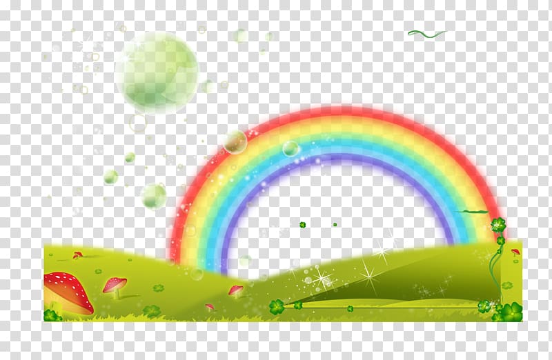 green field with rainbow , Book of Optics Rainbow, Rainbow landscape transparent background PNG clipart