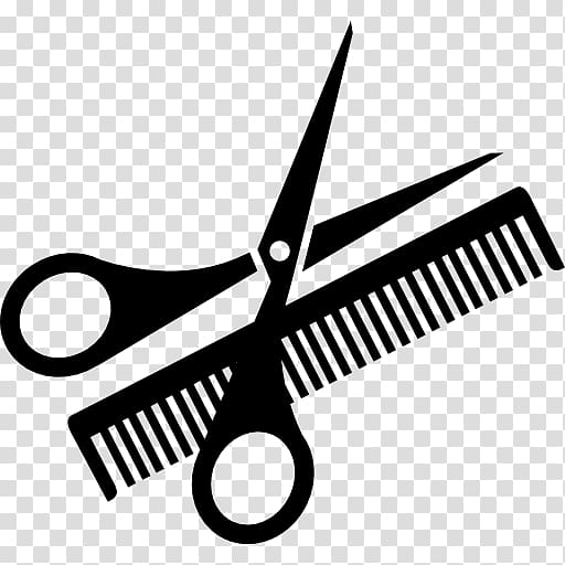 silhouette of scissor and comb illustration, Comb Scissors Hairdresser Beauty Parlour, beauty parlor transparent background PNG clipart