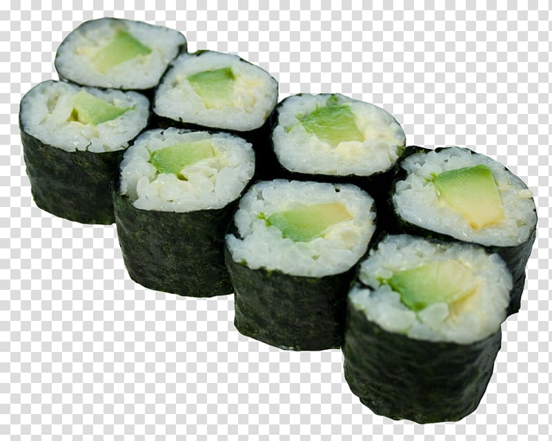 Sushi Makizushi California roll Avocado Cucumber, Cucumber sushi transparent background PNG clipart