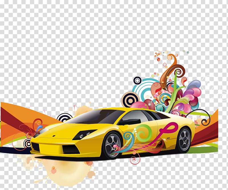 Sports car Supercar Paint Tool SAI, Colorful sports car transparent background PNG clipart