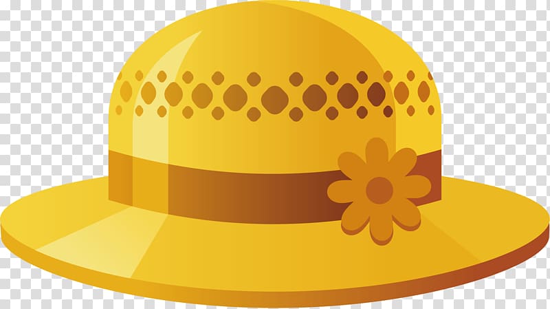 yellow and brown floral sunhat, Straw hat Sun hat , Hat material transparent background PNG clipart