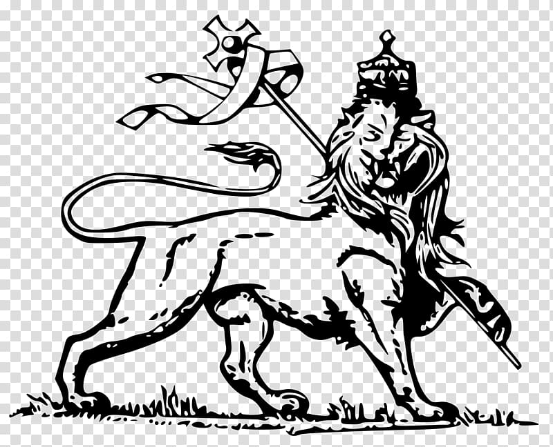 Lion of Judah Kingdom of Judah Tribe of Judah Ethiopia, lion drawing transparent background PNG clipart