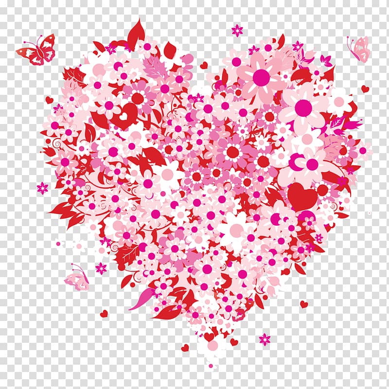 Mothers Day Heart Love , Flower Heart transparent background PNG clipart