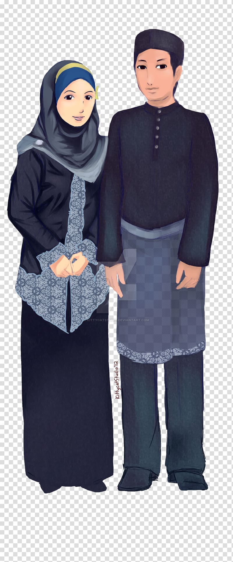 Animated cartoon Doodle Islam Comics, hijab muslim wedding transparent background PNG clipart
