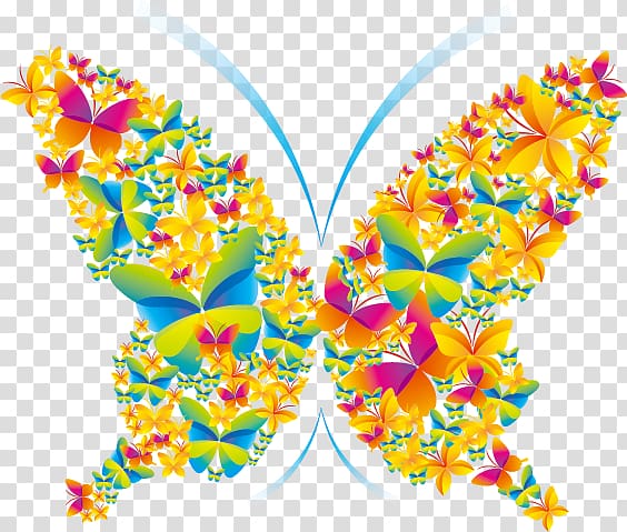 Poster Summer Spring, Colorful butterfly transparent background PNG clipart