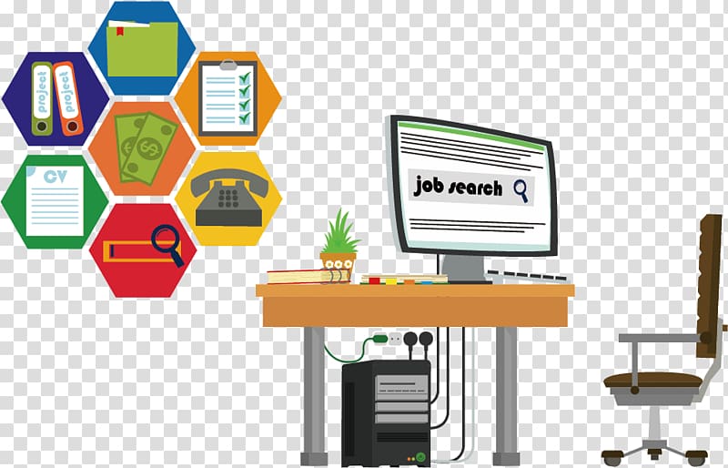 Job interview Recruitment Cartoon, Computer Desk transparent background PNG clipart