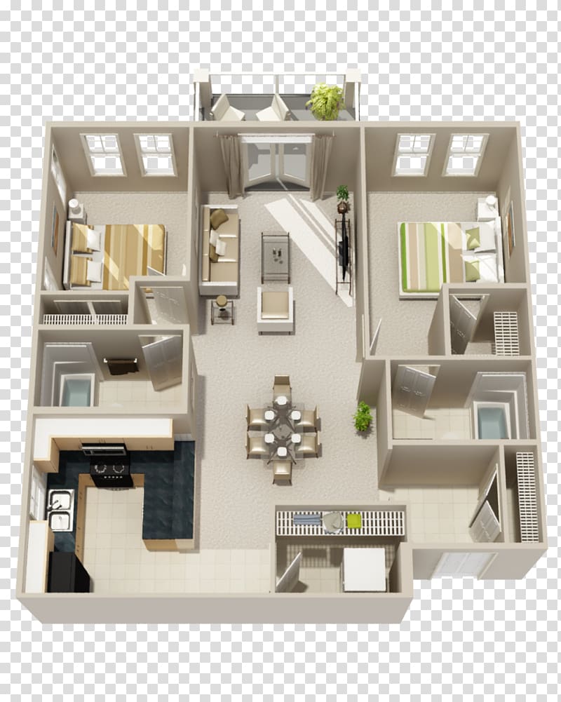 3D floor plan House plan Apartment, apartment transparent background PNG clipart