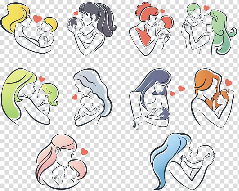 mother and child illustration, , Simple warm maternal logo transparent background PNG clipart