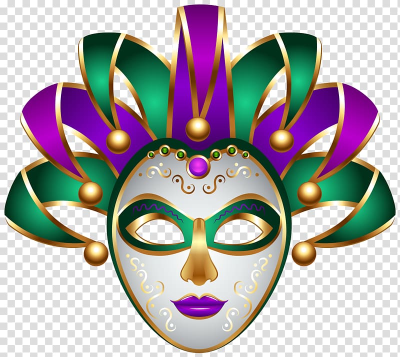 beige, green, and purple jester mask , Carnival of Venice Mask , Green Purple Carnival Mask transparent background PNG clipart