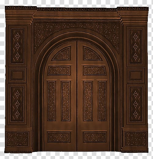 dome brown wooden 2-open door illustration, Door Wood , Doors transparent background PNG clipart