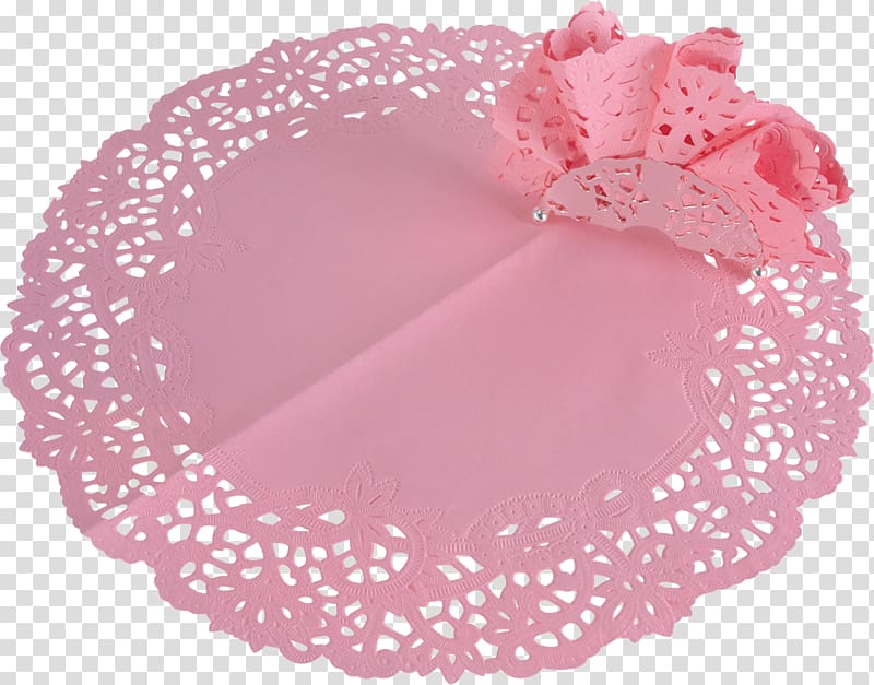 Doily Tablecloth Place Mats Pink, PINK LACE transparent background PNG clipart