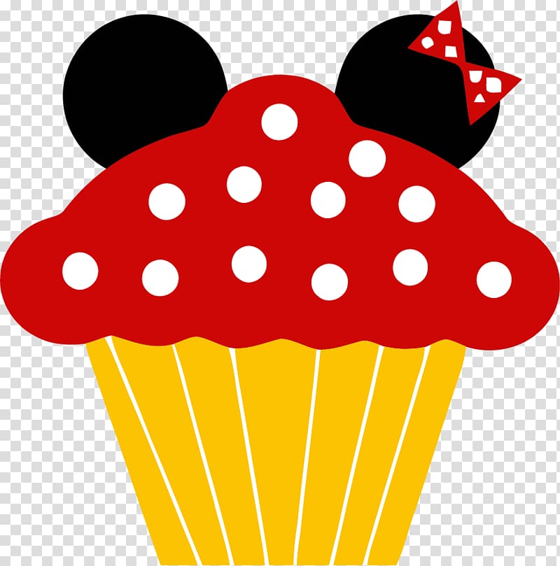 Mickey Mouse cupcake illustration, Mickey Mouse Minnie Mouse Cupcake Birthday cake Frosting & Icing, MINNIE transparent background PNG clipart