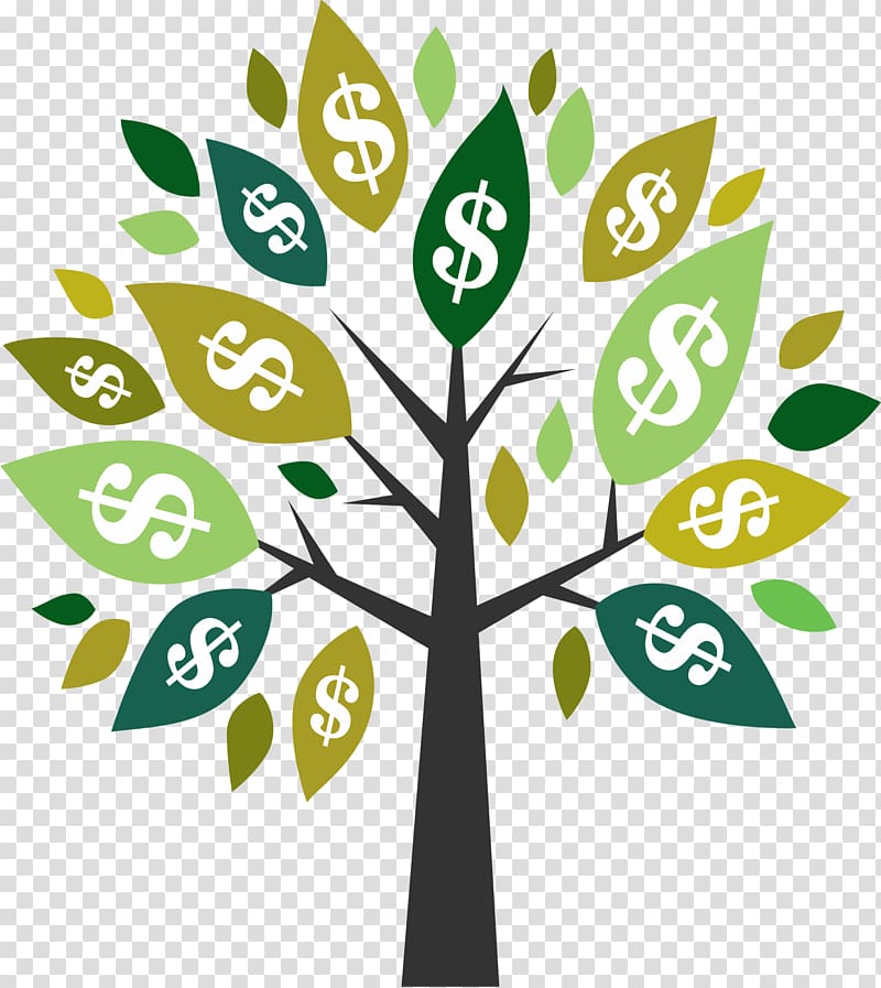 green and brown tree art, Dollar sign Money United States Dollar, Dollar sign money tree transparent background PNG clipart
