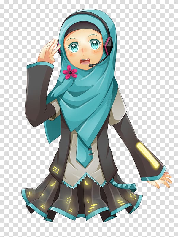 Hijab Hatsune Miku Drawing Anime Manga, muslim veil transparent background PNG clipart