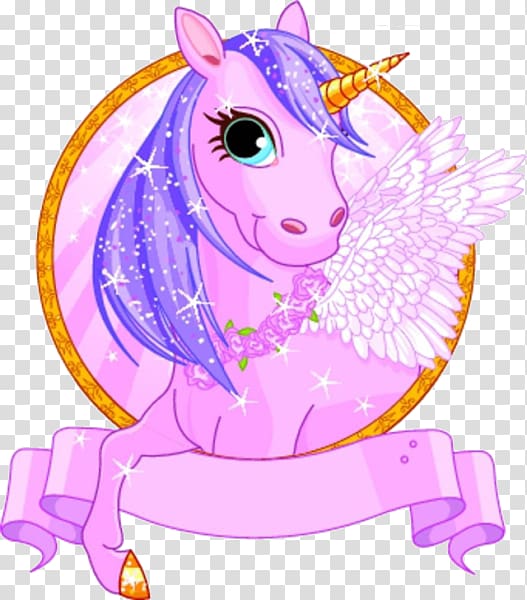 pink unicorn illustration, Unicorn Cartoon Fairy tale Illustration, Cartoon horse material transparent background PNG clipart
