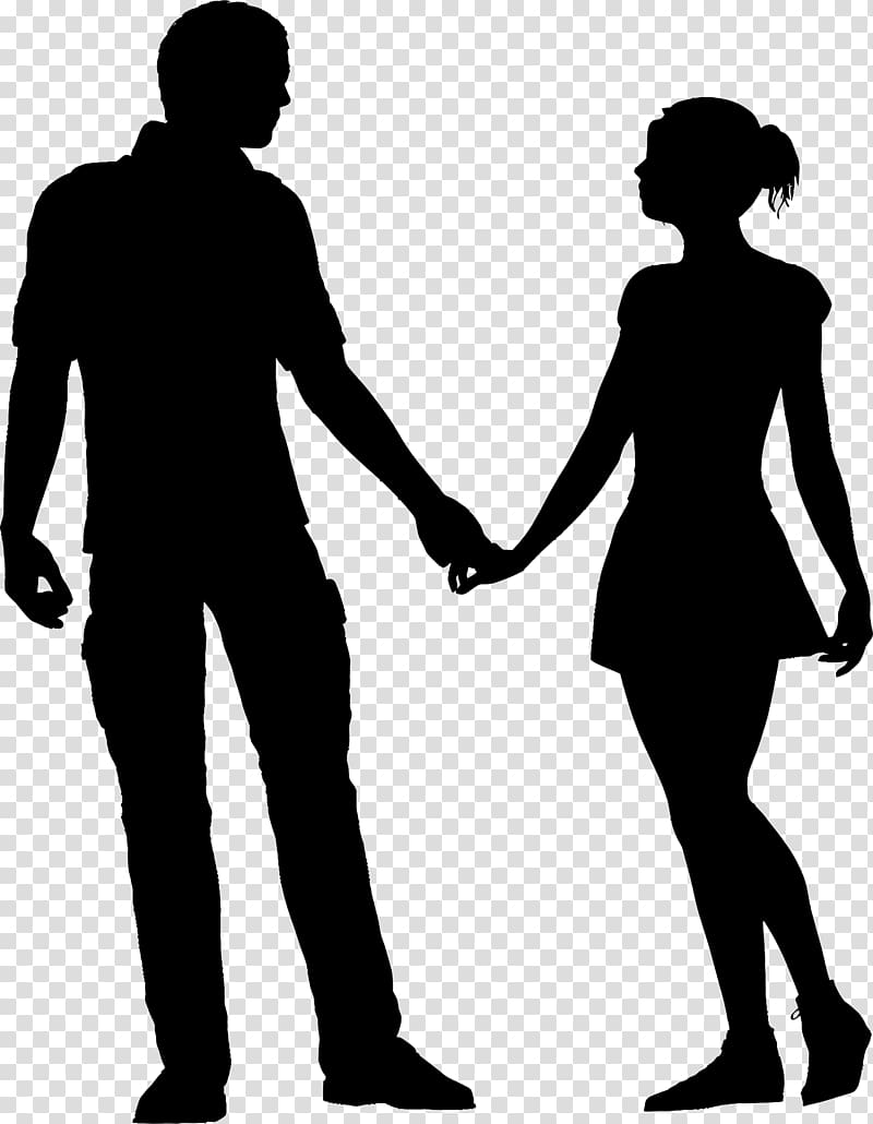 couple holding hands art, Silhouette couple, break up transparent background PNG clipart
