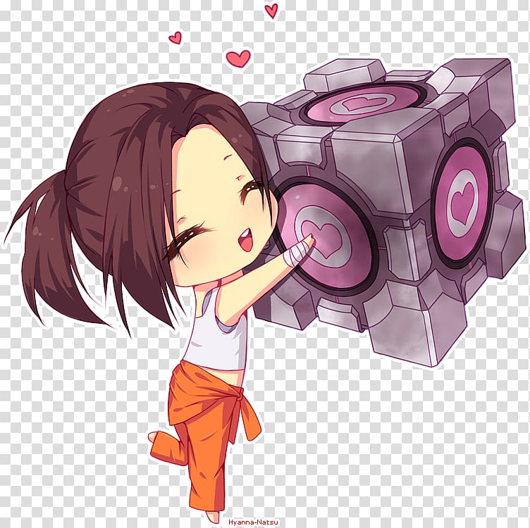 Portal 2 Chell Chibi GLaDOS, Poster Mock Up transparent background PNG clipart