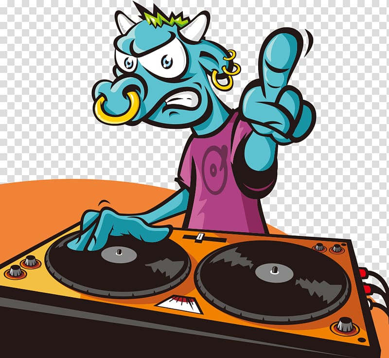 Disc jockey Cartoon Mixing console Illustration, Tone music monster transparent background PNG clipart