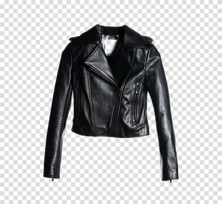 Leather jacket T-shirt Sheepskin, Black sheepskin jacket transparent background PNG clipart