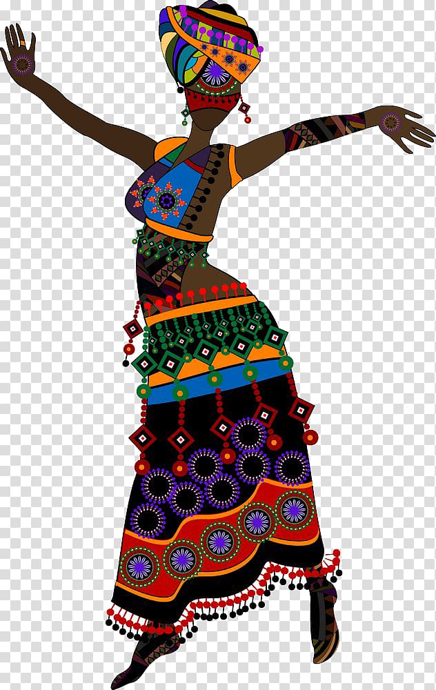 woman wearing multicolored dress , Music of Africa Dance , Dancing Women transparent background PNG clipart
