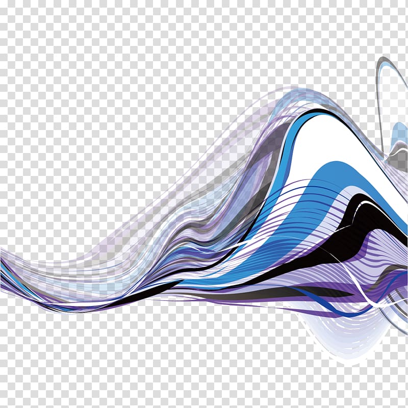 blue, white, black, and purple abstract illustration, , Wavy lines transparent background PNG clipart