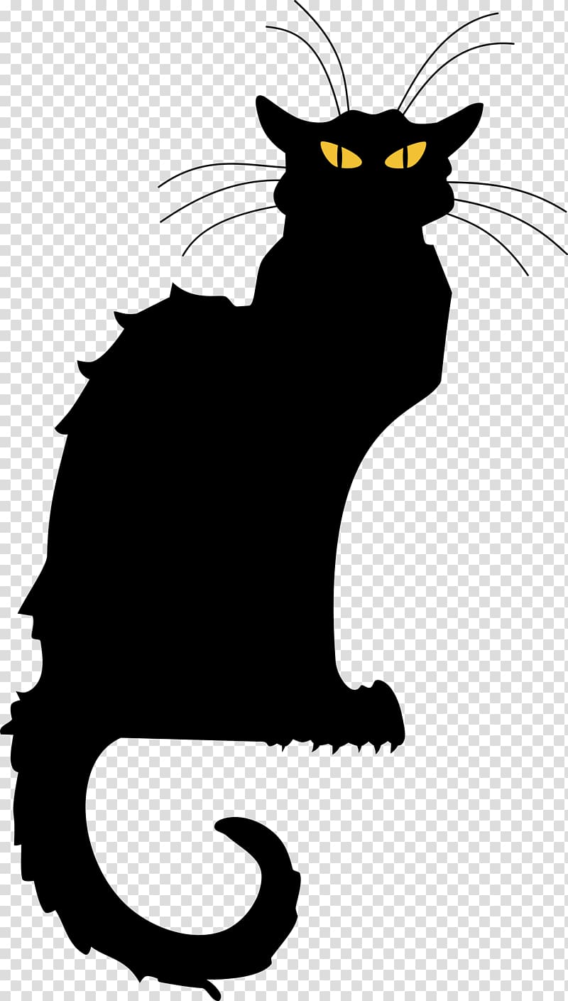 black cat illustration, Le Chat Noir transparent background PNG clipart