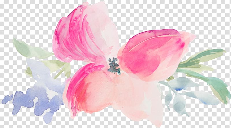 Watercolor painting Flower bouquet , tulisan shuang xi transparent background PNG clipart