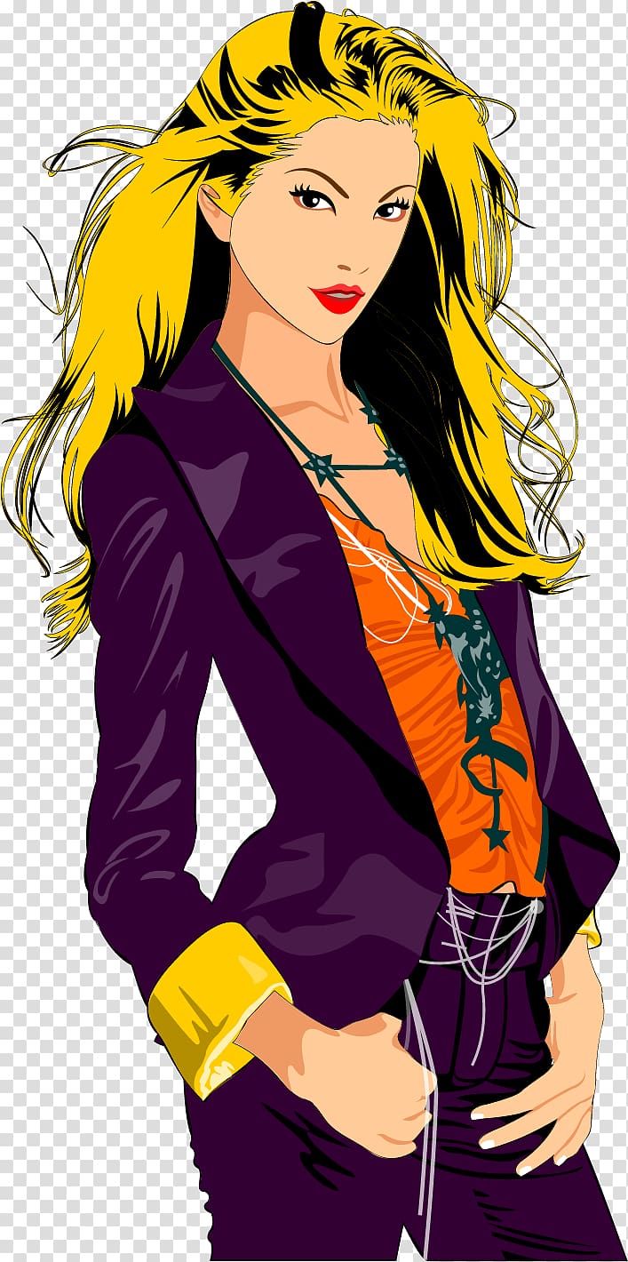 Illustration, hand-drawn fashion girl transparent background PNG clipart