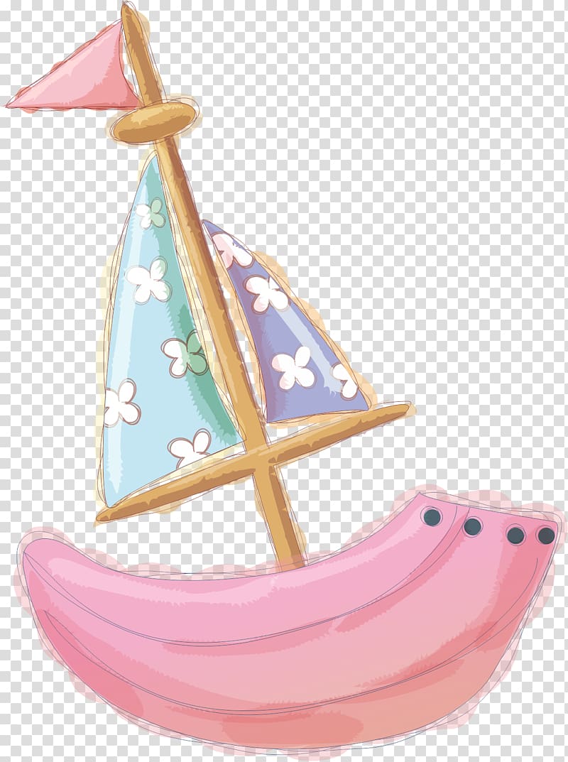 Sailboat Sailing ship Watercraft, Hand-painted sailing transparent background PNG clipart