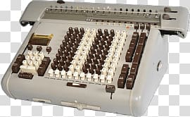 gray and brown electric cash register, Antique Calculator transparent background PNG clipart