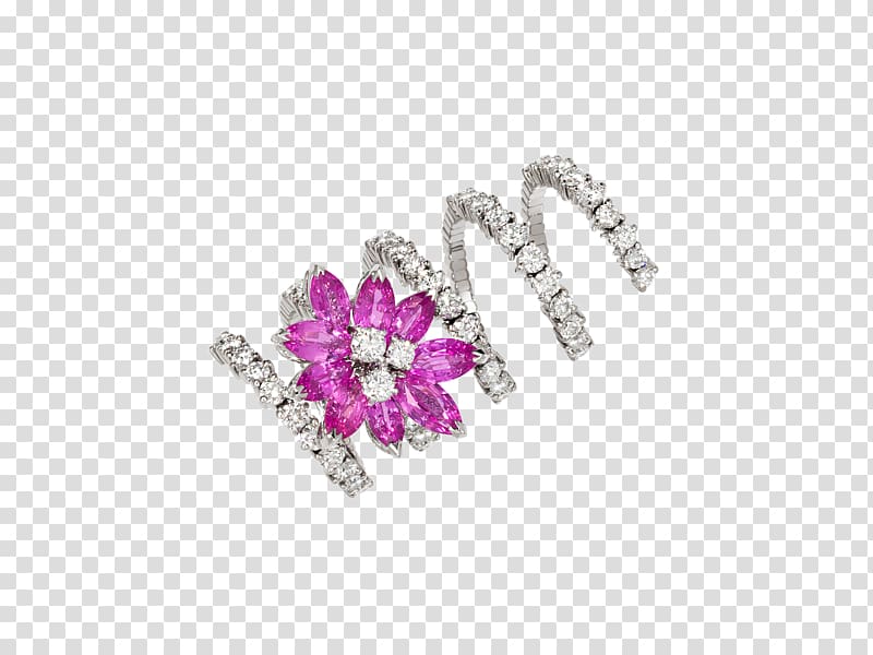 Earring Jewellery Ruby Gemstone, flower ring transparent background PNG clipart