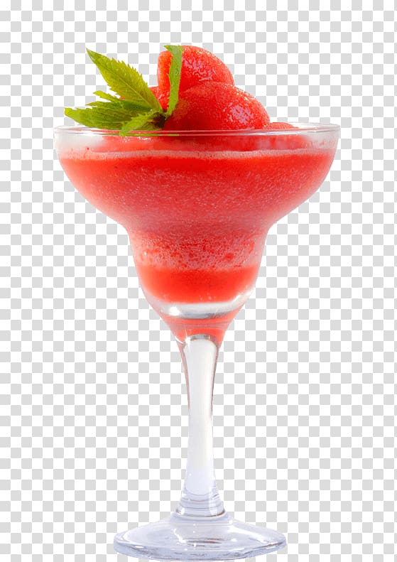 margarita glass with strawberry, Daiquiri Strawberry juice Smoothie Cocktail Margarita, cocktail transparent background PNG clipart