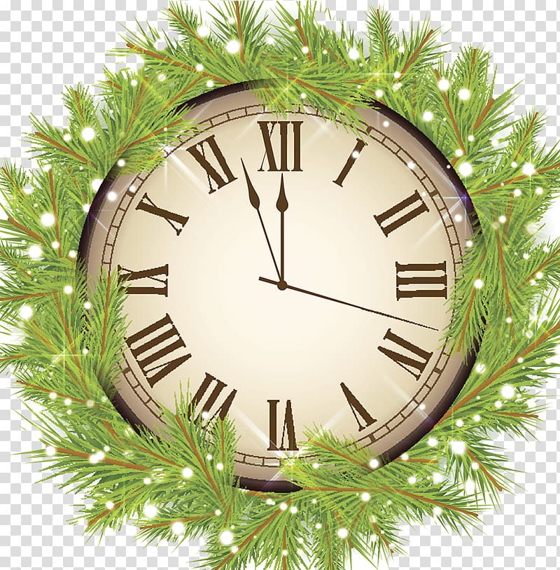 Clock Christmas New Year Icon, Christmas Clock transparent background PNG clipart