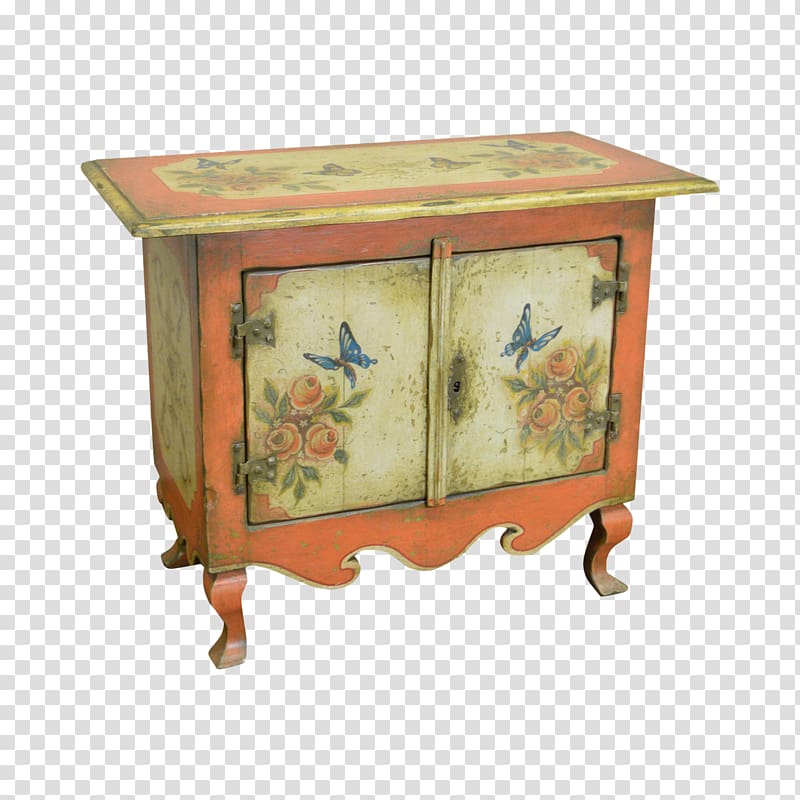 Bedside Tables Antique furniture Buffets & Sideboards, hand-painted butterfly transparent background PNG clipart