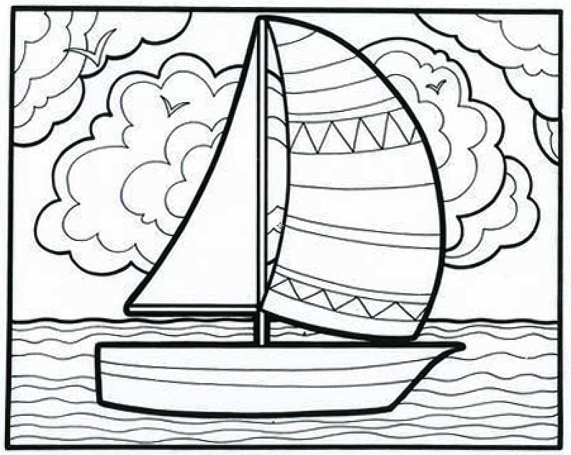 Coloring book Doodle Page, Sailboat For Kids transparent background PNG clipart