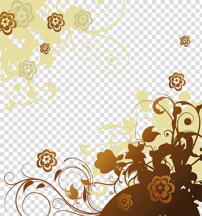 brown and yellow border flowers s, Gold , Golden Border transparent background PNG clipart