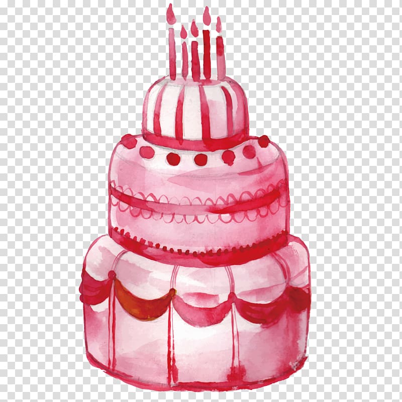 Birthday cake Illustration, illustration pink candle celebrate transparent background PNG clipart