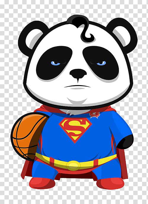 Clark Kent Giant panda Cartoon, Panda cartoon Superman transparent background PNG clipart