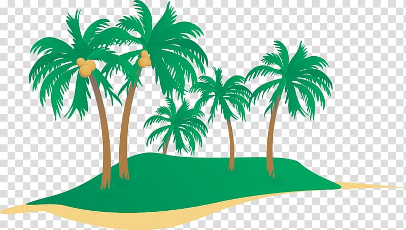 grene island illustration, Beach Seaside resort , Coconut tree transparent background PNG clipart