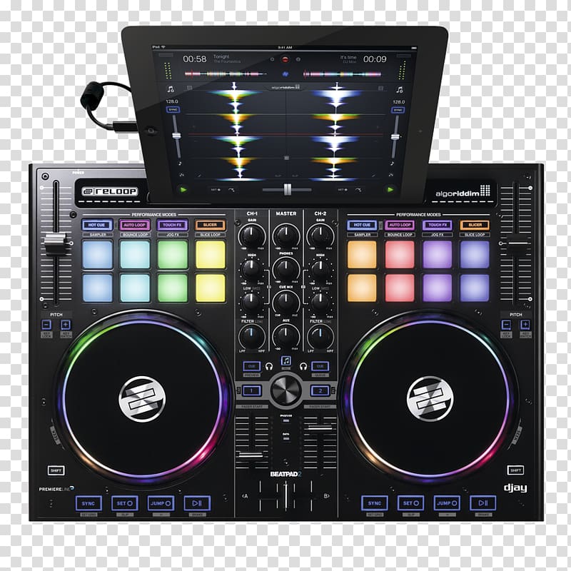Djay DJ controller Audio Mixers Disc jockey Computer Software, headphones transparent background PNG clipart