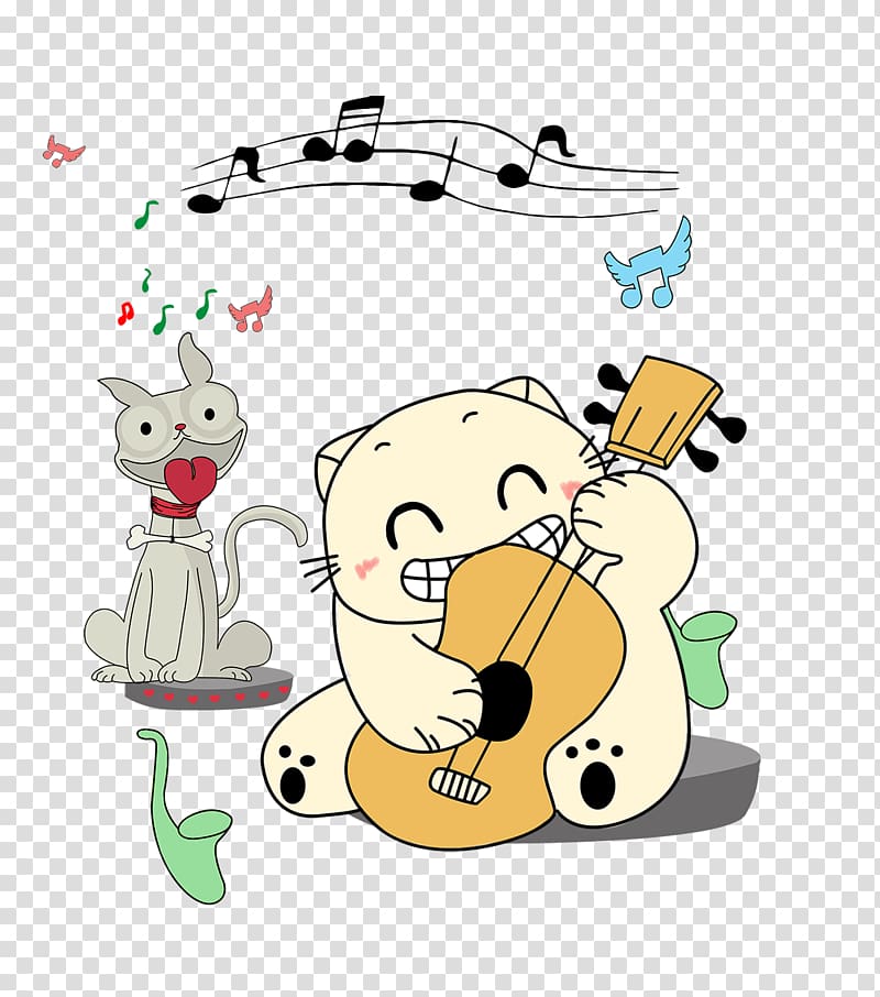 Cartoon Computer file, Animal guitar transparent background PNG clipart