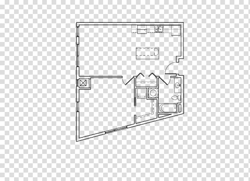 Floor plan Brand Line Angle, clean single bedroom transparent background PNG clipart